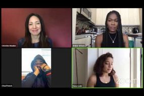 Semicolon sessions - clockwise from Top Right: Amber Grimes, artists Kiana Ledé and Chaz French, and Dr. Christine Moutier